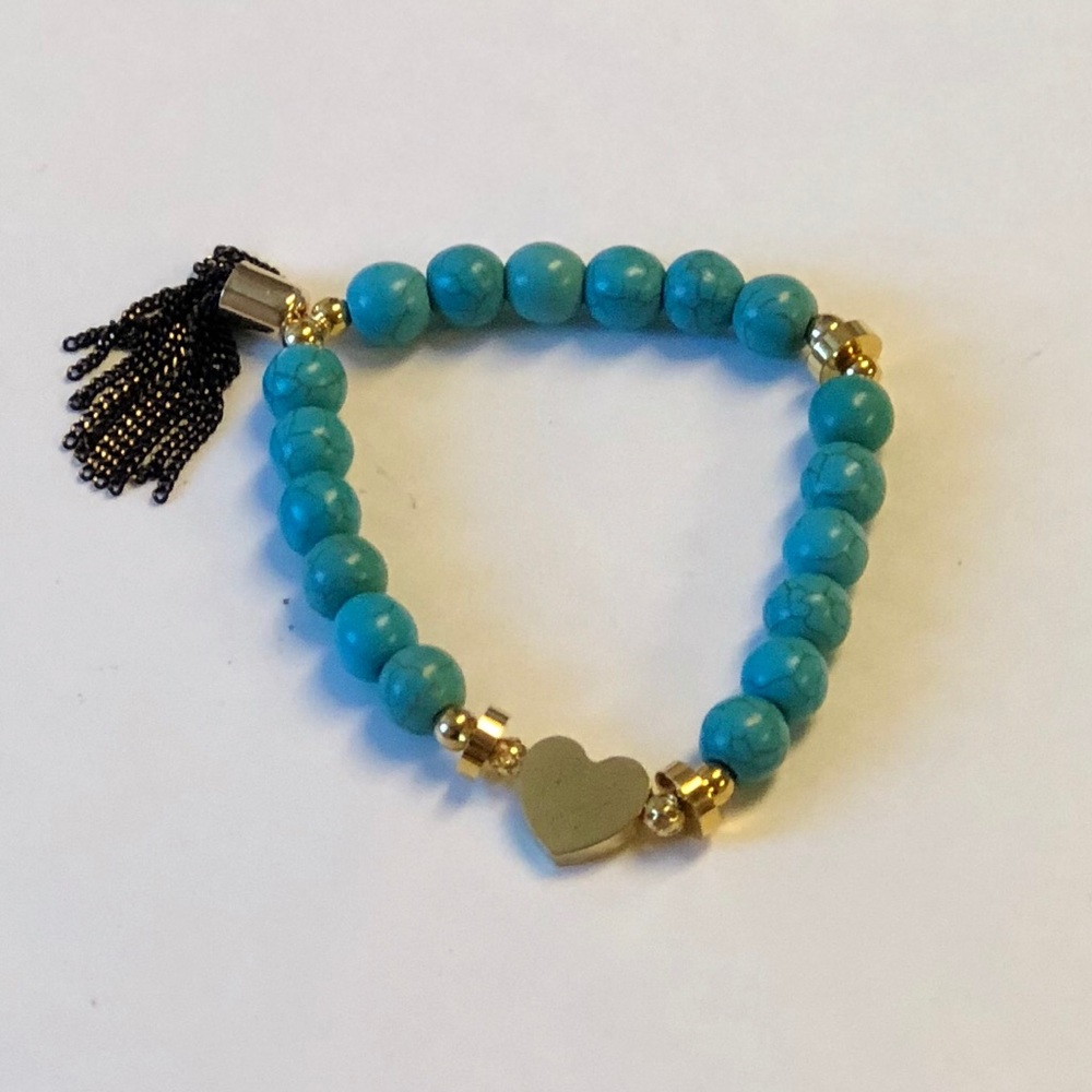 Turquoise Heart Stainless Steel. Handmade